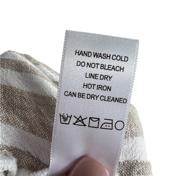 LAND n SEA Linen Blend Striped Tan/White Wide Leg Pants Size XL -- COASTAL VIBES - Picture 7 of 7